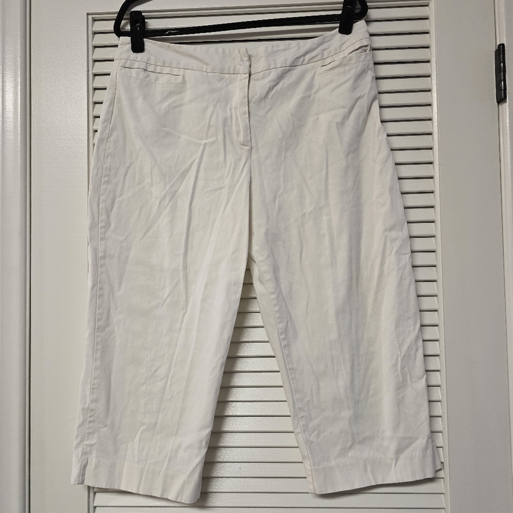 George - (Plus Size) White Cropped Pants With Pockets